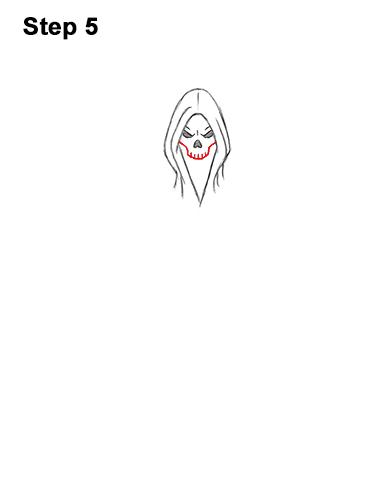 How to Draw Scary Halloween Grim Reaper Scythe Skeleton 5