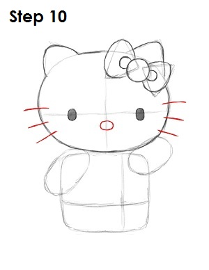 Draw Hello Kitty Step 10 Draw Hello Kitty Step 10