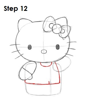 Draw Hello Kitty Step 12 Draw Hello Kitty Step 12