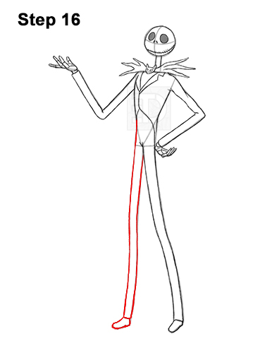 How to Draw Jack Skellington Nightmare Before Christmas Full Body 16