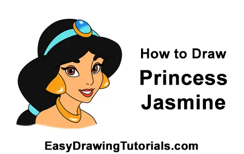 How to Draw Princess Jasmine Head Aladdin Disney