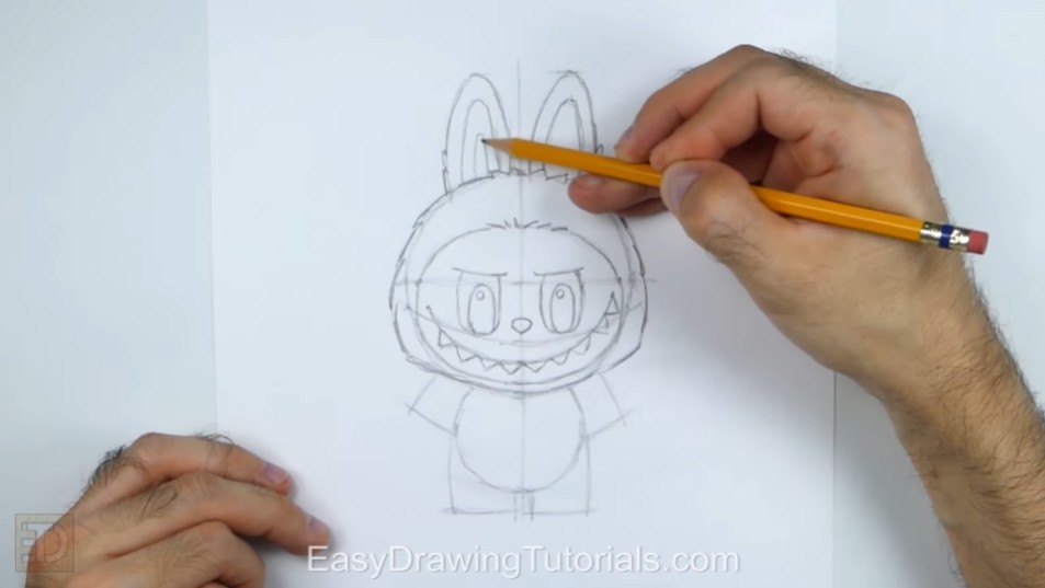 Draw the Rest of the Head How to Draw Labubu Head and Ears