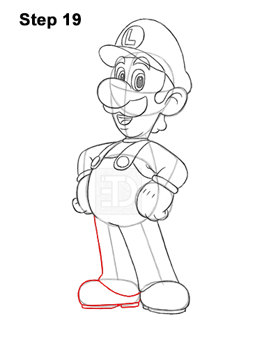 How to Draw Luigi Super Mario Nintendo Full Body 19