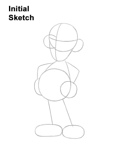 How to Draw Luigi Super Mario Nintendo Full Body Guides Lines