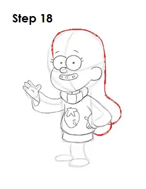 How to Draw Mabel Pines Step 18
