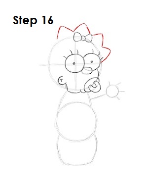 How to Draw Maggie Simpson 16 How to Draw Maggie Simpson Step 16