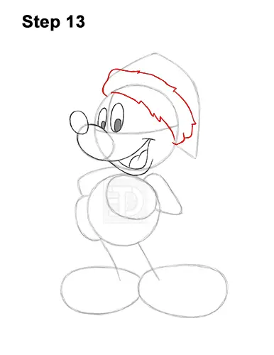 How to Draw Mickey Mouse  Christmas Santa Claus 13