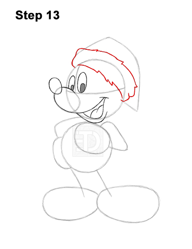 How to Draw Mickey Mouse  Christmas Santa Claus 13