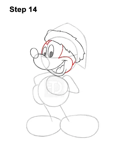 How to Draw Mickey Mouse  Christmas Santa Claus 14