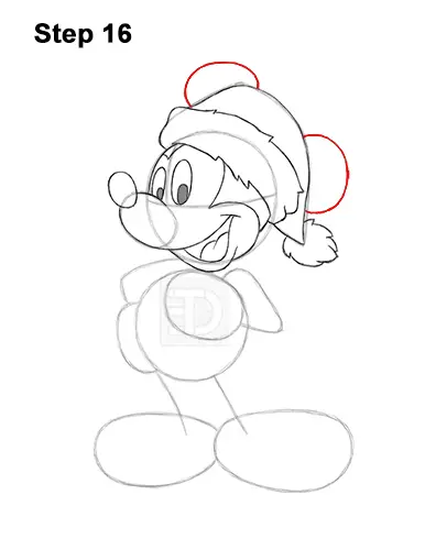 How to Draw Mickey Mouse  Christmas Santa Claus 16