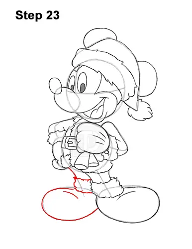 How to Draw Mickey Mouse  Christmas Santa Claus 23