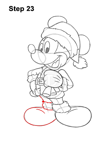 How to Draw Mickey Mouse  Christmas Santa Claus 23