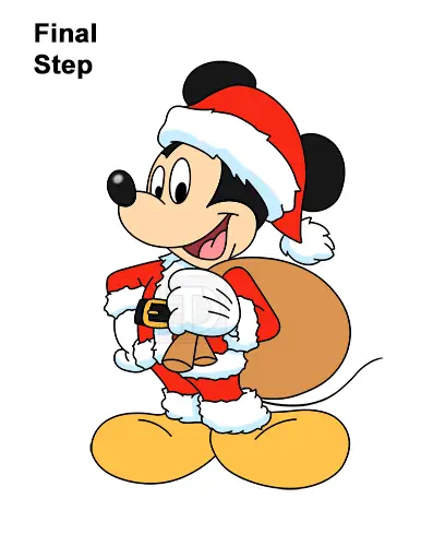 How to Draw Mickey Mouse  Christmas Santa Claus