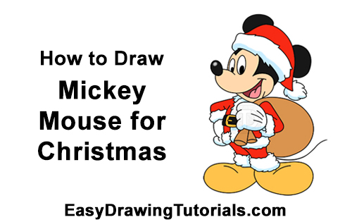 Draw Mickey Mouse Christmas Santa Claus How to Draw Mickey Mouse Christmas Santa Claus
