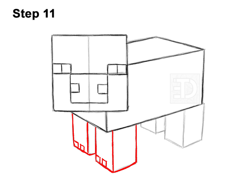 Draw Minecraft Pig 11 How to Draw Minecraft Pig Side View 11