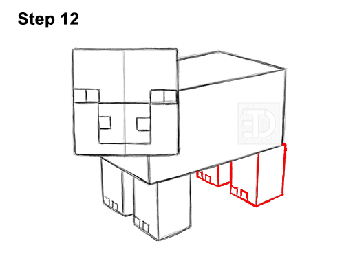 Draw Minecraft Pig 12 How to Draw Minecraft Pig Side View 12