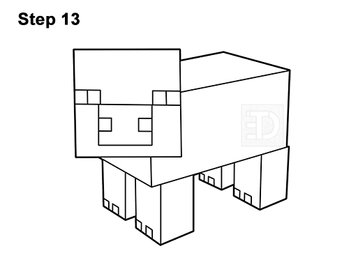 Draw Minecraft Pig 13 How to Draw Minecraft Pig Side View 13