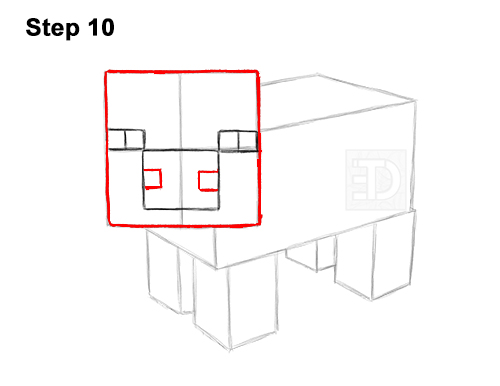 Draw Minecraft Pig 9 How to Draw Minecraft Pig Side View 9