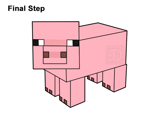 Draw Minecraft Pig How to Draw Minecraft Pig Side View