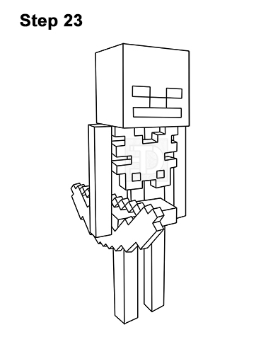 Draw Minecraft Skeleton 23 How to Draw Minecraft Skeleton Bow 23