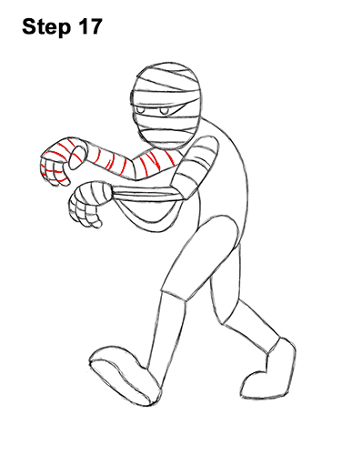 How to Draw Cartoon Mummy Halloween 17
