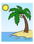 How to Draw a Palm Tree on a Tropical Beach Island