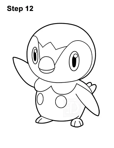 How to Draw Piplup Pokemon Full Body 12