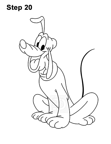 Draw Pluto Dog Full Body Sitting 20 How to Draw Pluto Dog Disney Full Body 20