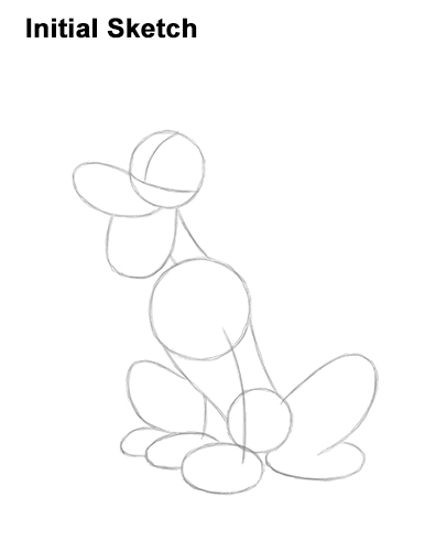 Draw Pluto Dog Full Body Sitting Guidelines How to Draw Pluto Dog Disney Full Body Guides Lines