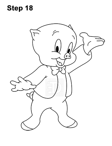 Draw Porky Pig Full Body 18 How to Draw Porky Pig Full Body Looney Tunes 18