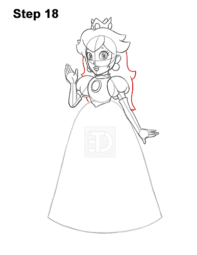 Draw Princess Peach Super Mario 18 How to Draw Princess Peach Full Body Nintendo 18