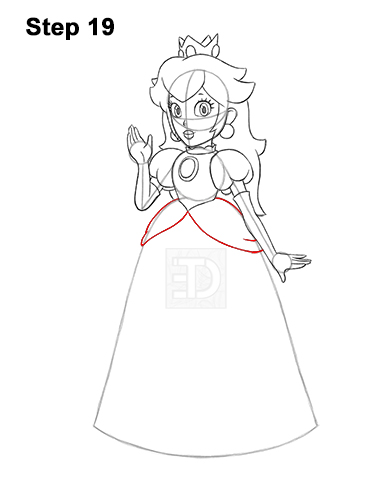 Draw Princess Peach Super Mario 19 How to Draw Princess Peach Full Body Nintendo 19