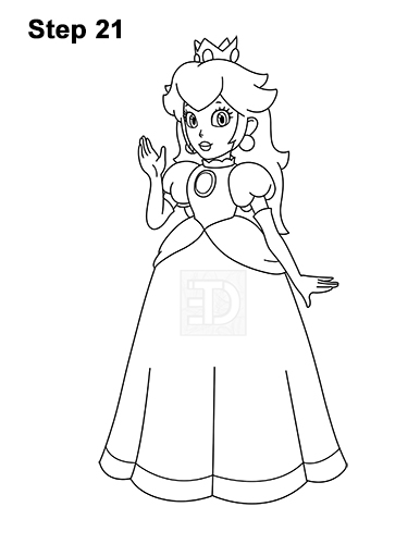 Draw Princess Peach Super Mario 21 How to Draw Princess Peach Full Body Nintendo 21