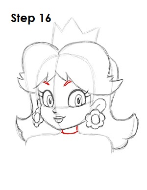 Draw Princess Daisy Step 16 Draw Princess Daisy Step 16