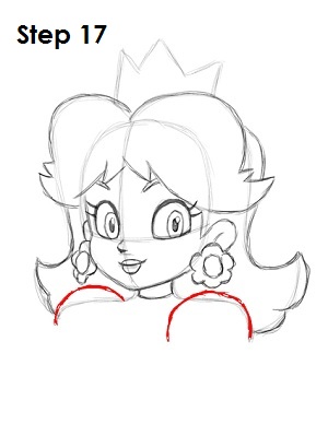 Draw Princess Daisy Step 17 Draw Princess Daisy Step 17