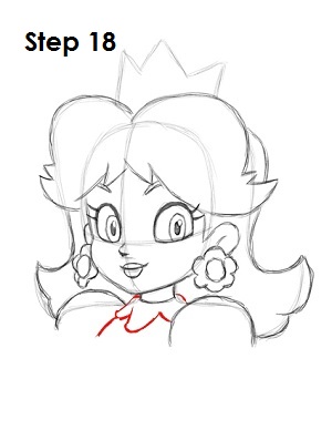 Draw Princess Daisy Step 18 Draw Princess Daisy Step 18
