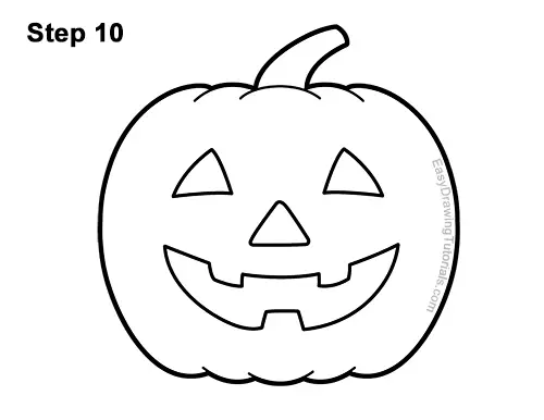 How to Draw a Halloween Pumpkin jack-o-lantern Smiling 10