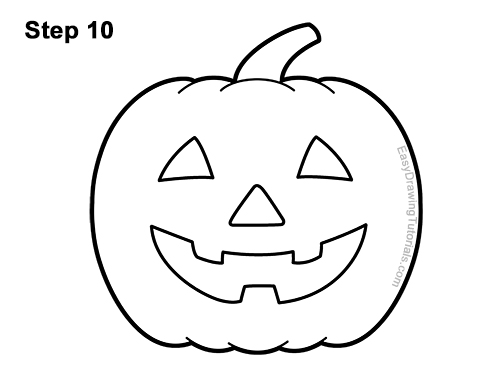 How to Draw a Halloween Pumpkin 10 How to Draw a Halloween Pumpkin jack-o-lantern Smiling 10