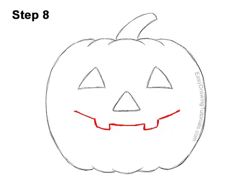 How to Draw a Halloween Pumpkin jack-o-lantern Smiling 8