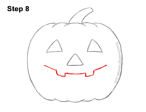 How to Draw a Halloween Pumpkin 8 How to Draw a Halloween Pumpkin jack-o-lantern Smiling 8