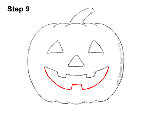 How to Draw a Halloween Pumpkin 9 How to Draw a Halloween Pumpkin jack-o-lantern Smiling 9