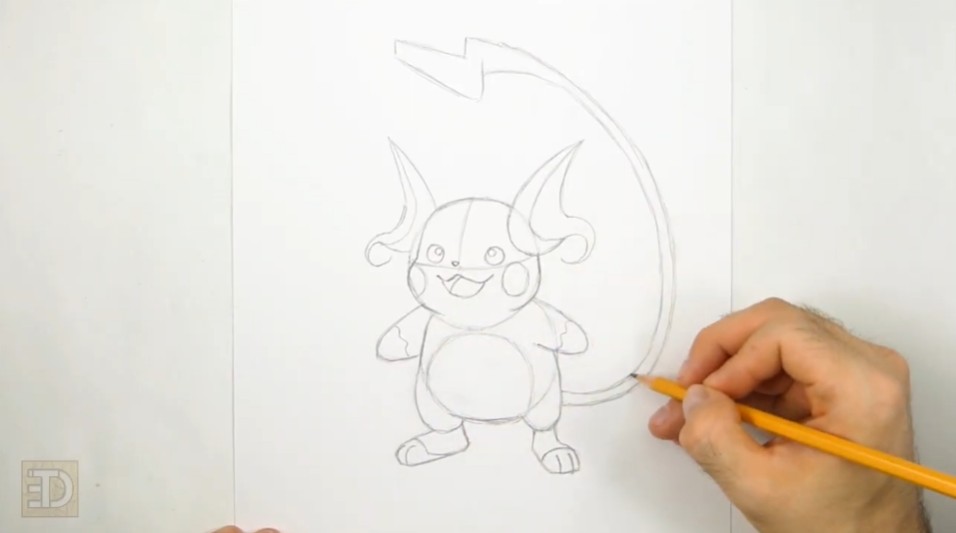Add the Tail and Stomach How to Draw Raichu Tail and Stomach