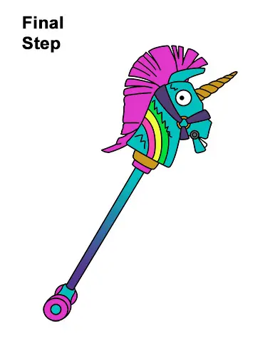 How to Draw Fortnite Rainbow Smash Pickaxe Unicorn