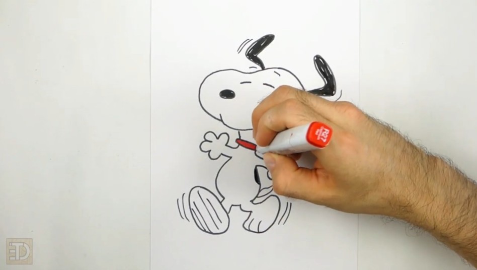 Ink and Erase Guidelines Color Your Drawing How to Draw Snoopy Body Details and Markings