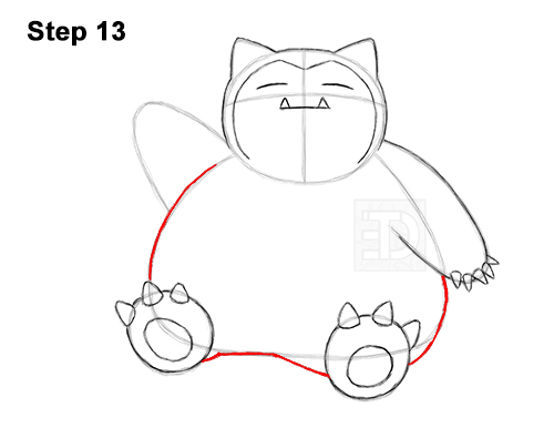 How to Draw Snorlax Sitting Pokemon 13