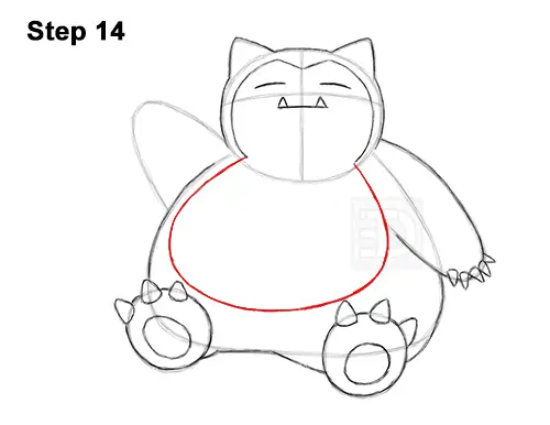How to Draw Snorlax Sitting Pokemon 14