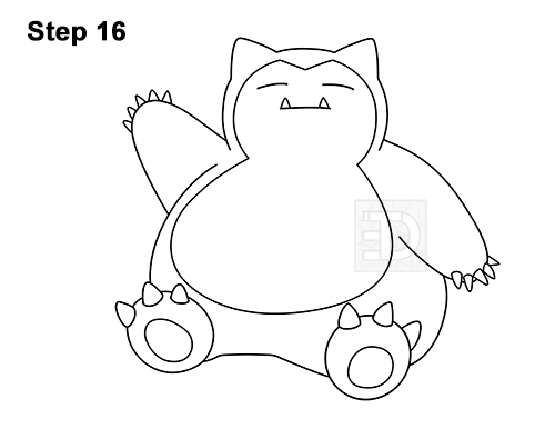 How to Draw Snorlax Sitting Pokemon 16
