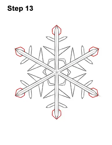 How to Draw Cartoon Winter Snowflake 13