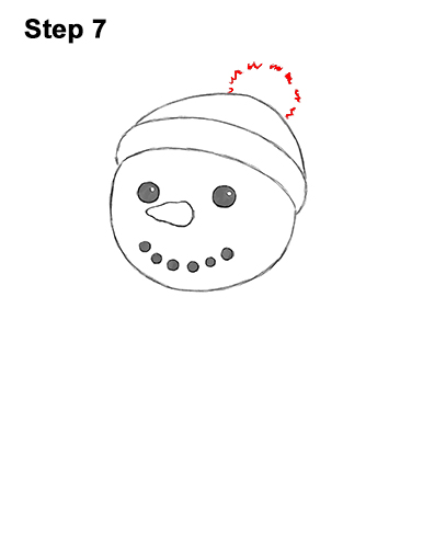 How to Draw Cute Cartoon Snowman Hat Scarf 7