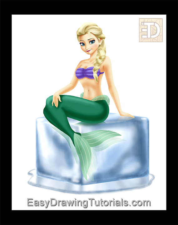 Elsa as Ariel Elsa Frozen as Ariel Little Mermaid Special Digital Drawing